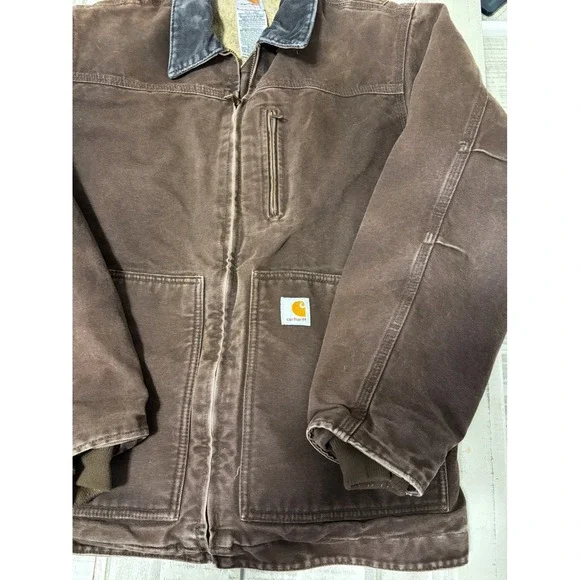 Carhartt Women's Sherpa Lined Canvas Work Jacket Brown Regular Large WCI081 - Picture 6 of 16